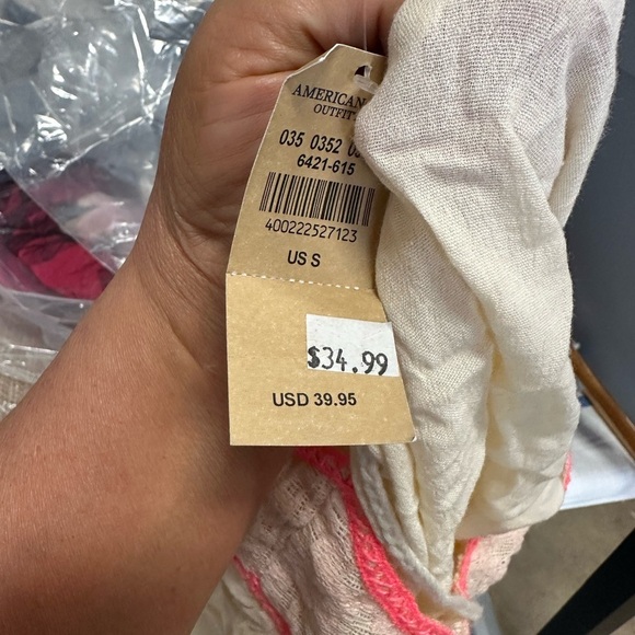 Cream Camisole with Pink Ruched Neckline and Spaghetti Straps - Picture 4 of 11